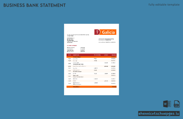 Beispiel eines Kontoauszugs der Banco Galicia (Word- und PDF-Datei)